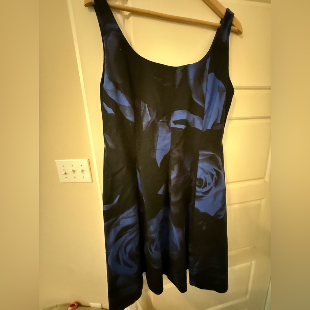 Size 14 black and blue fit and flare dress from Gap